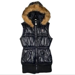 Adidas Originals Black Faux Fur Puffer Vest